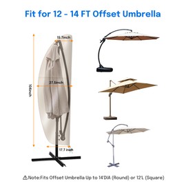 Patio Cantilever Umbrella Covers for Outdoor: Waterproof Offset Umbrella Cover Banana Style with Zipper fits 9FT to 14FT, Khaki