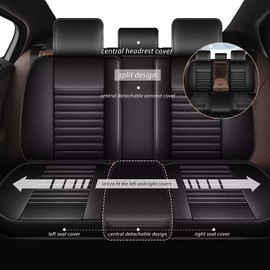 TTX LIGHTING Car Seat Covers Fit for 2007-2020 Ford Fusion Seat Covers Full Set 5 Seats Waterproof Faux Leather Car Seat Cushion Protector Compatible Airbag(Black)