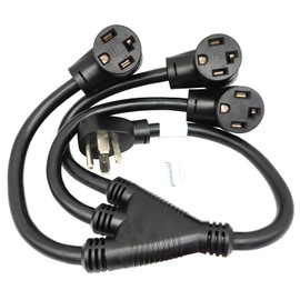 Parkworld 62602 NEMA 14-30 Splitter, Dryer 14-30P Male Plug to (3) 14-30R Female Tri-Outlet, Dryer 4-Prong 30 AMP 14-30 W Adapter Cord (3 feet)