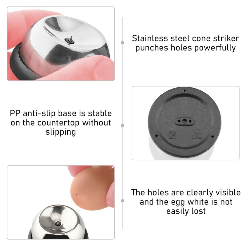 2PCS Egg Pickers, Stainless Steel Egg Puncher, Semi-Automatic Egg Puncher,