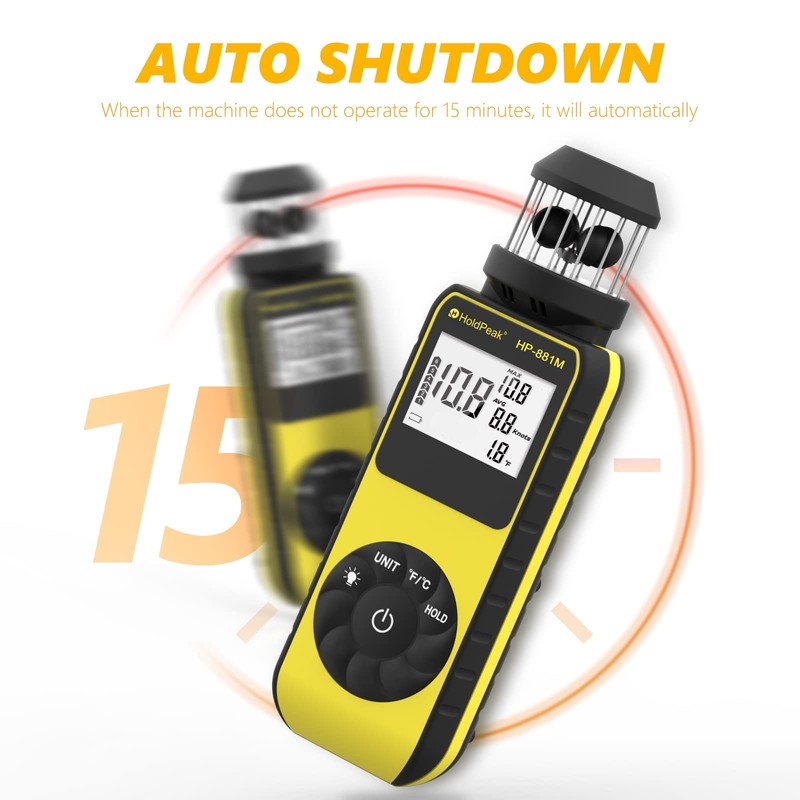 New Digital Anemometer Handheld Wind Speed Meter, HOLDPEAK 881M Digital