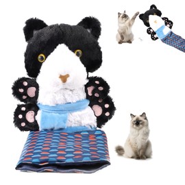 Lyreh Cat Wrestling Glove, Cute Interactive Cats Puppet Wrestler with Sturdy Padding Kittens Hand Puppets Plush Animal Toys for Kittens Training Exercise