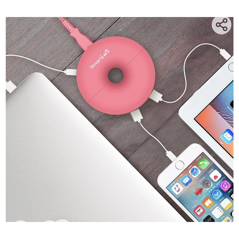 iSmartHome Donut Portable Power Strip Surge Protector Red (2) AC