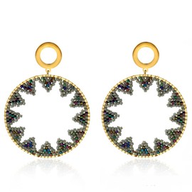 Large Vintage Pearl Earrings for Women Bohemian Hoop Earrings Exaggerated Lightweight Hoop Earrings, Stainless Steel, No Gemstone