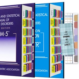 Index Tabs for DSM-5, Color-Coded DSM-5 Tabs, Laminated for Protection, 80 Tab in Total, 11 Blank Tabs, with Alignment Guide and Bookmark, Easy to Apply and Remove