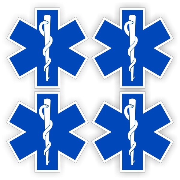 Stickers Decals Decorative 4 Pack - Star of Life Hard