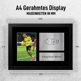 HWC Trading A4 FR Erling Haaland Dortmund Gifts Printed Autographs Picture for Fans and Supporters - A4 Framed