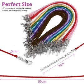 60 Pcs Waxed Necklace Cord, 20 Inch Multi -colored Necklace Cord Bulk DIY Jewellery Making Rope with Lobster for Men Women Pendants Necklaces Bracelets Jewelry Making