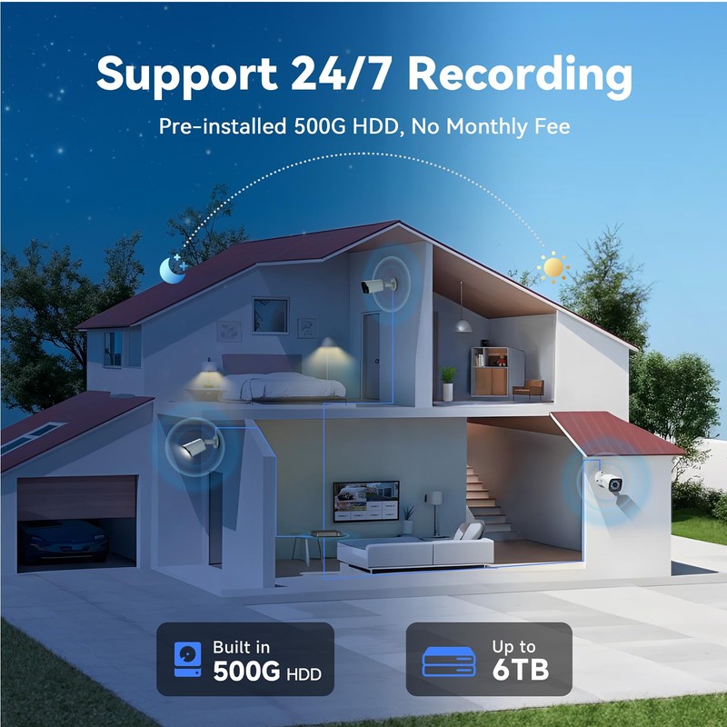 VORGUT Wired Security Camera System Outdoor, 4CH 5MP Lite AHD