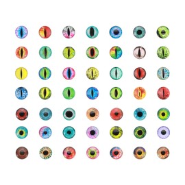 PATIKIL 6mm Dragon Eyes, 100 Pcs Round Glass Eyes Animals Crochet Eyes for Clay Doll Making Craft DIY Findings Jewelry Making, Mix Colors