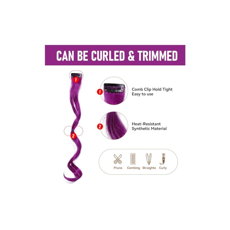 2 x Clip-In Hair Extension Highlights Streaks, Colourful Hair Highlights