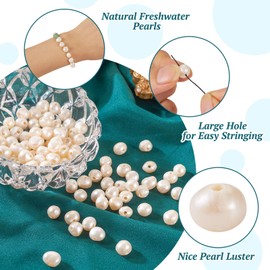 FASHEWELRY 100pcs Natural Freshwater Pearl Baroque Pearl Keshi Beads Spacer Beads for DIY Necklace Bracelet Earrings Jewelry Making 7~8mm