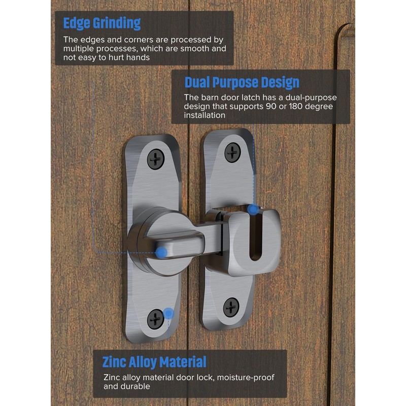 MeBantoo 90/180 Degree Flip Barn Door Lock, Protect Privacy -