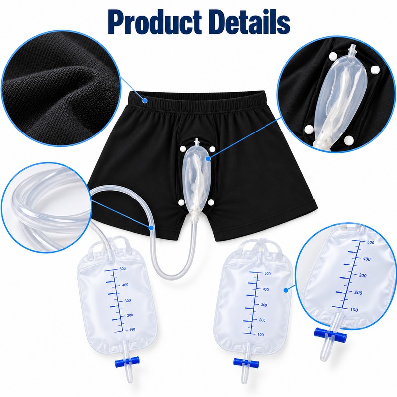 Removable Urine Bag Shorts – Reusable Urinary Collection Underwear with