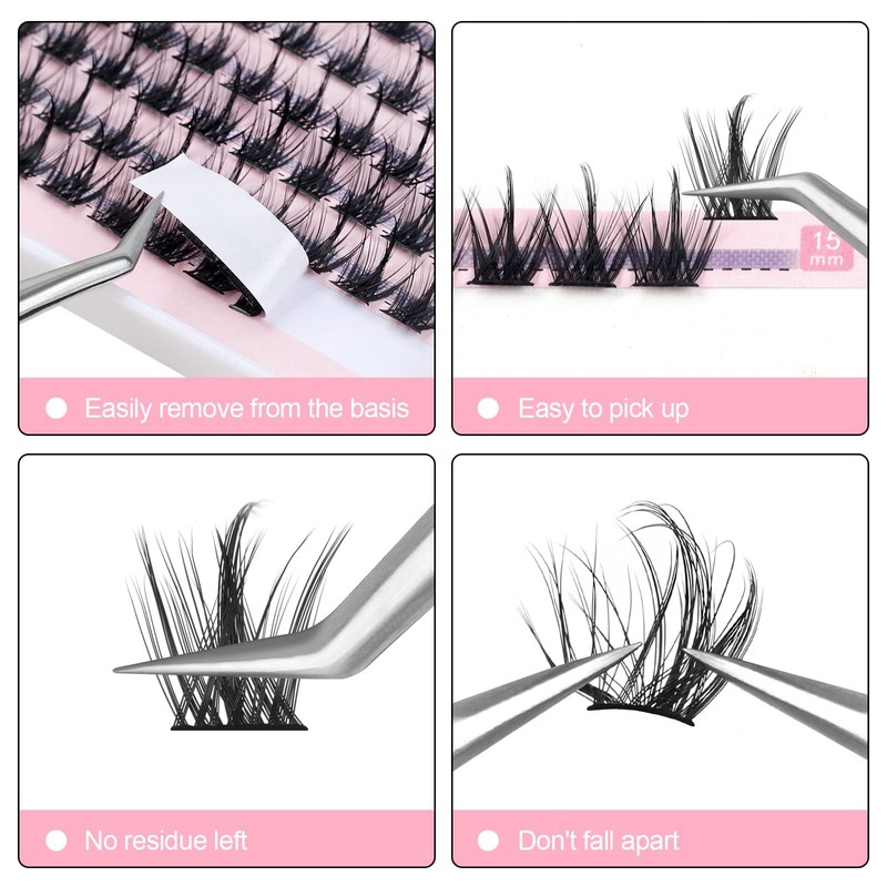 Fenshine Cluster Lashes Individual Lashes Wide Stem C/D Curl 9-15