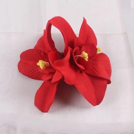 fdsmall Flower Hair Pin for Women Hawaiian Double Orchid Hair Clip Alligator Hairpin Wedding Party Beach Headwear Accessories (Red)