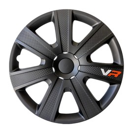 Alpena VR Carbon Vehicle Wheel Covers, Premium European-Made Rim Covers with 3-Step Retention System, Durable Hub Caps Fits Most Steel Wheels, Set of 4, 16 inch, Black