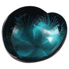 Gifthub Coconut Shell Heart-shaped Painted Bowl - Key Storage Tray, Home Decoration, Blue, 14 * 14 * 3 CM (Style 2)