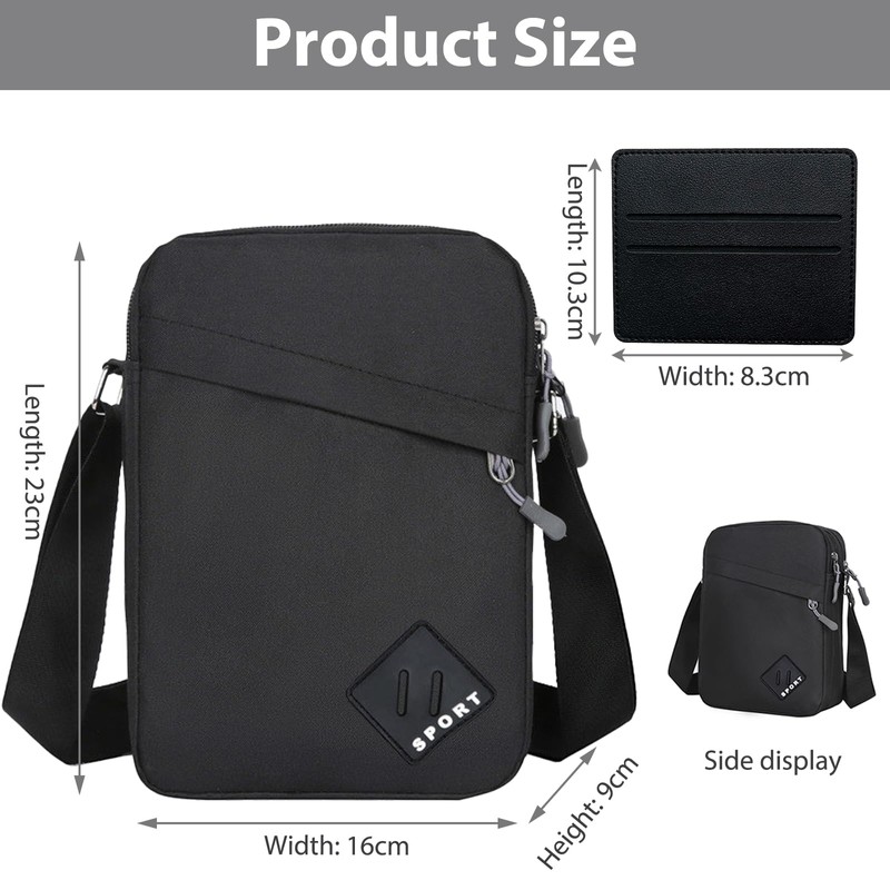 Uirheurd Men's Small Shoulder Bag, Black (black-1)