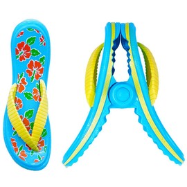 Novelty Flip Flop Beach Towel Pegs – 4 Pack - Secure Sun Lounger Travel Clips – Jumbo Clip for The Beach, Garden, Pool, Sun Bed or Deck Chair – Laundry Quilt & Clothes Peg by TRIXES