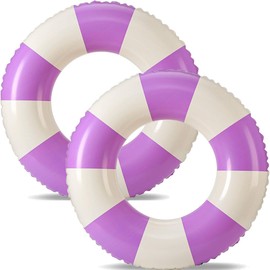 2PCS Floats for Adults Rrings Striped Pool Float Large Swim Ring for Adults,34 Inch Classic Striped Teens Adult Inner Tubes Summer Beach Bachelorette Party (Purple Stripe,2)