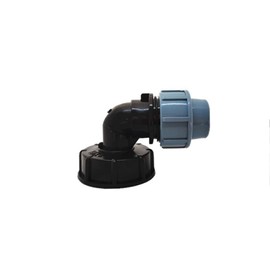 IBC Tank Thread Connector POWERTOOL IBC Tank Adapter S60X6 to Mdpe Water Pipe Fittings for IBC Water Tanks (Elbow Outlet 25mm)