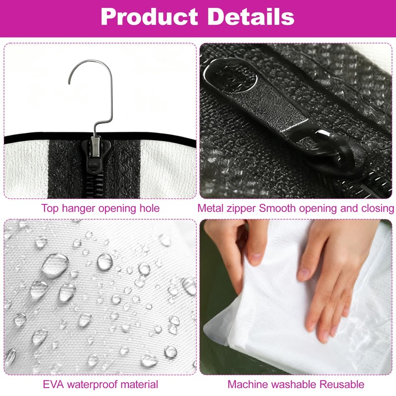 8 Pcs Translucent Garment Bags, 60x120cm Waterproof Dustproof Clothes Cover