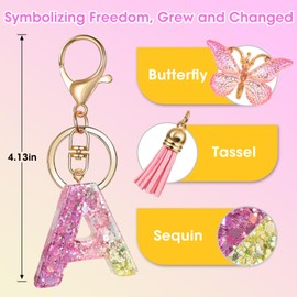 GIFTOXO Letter Keychains for Women and Girls, Key Chains for Car Keys, Cute & Pink Keychain Accessories for Backpack, Wallet-M