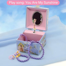 Musical Jewelry Box for Girls, Small Musical Jewelry Box Bedroom Decor Music Boxes for Girls, Christmas/Birthday Gifts for Girls