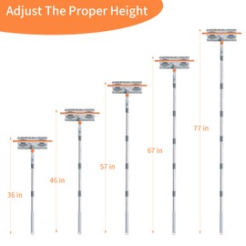 6.4FT Extendable 2-in-1 Window Washing Kit with Long Handle, 180° Rotatable Head & No-Drill Storage Holder, Streak-Free Window Squeegee for High Windows, Glass, Shower, and Car Windshield Cleaning