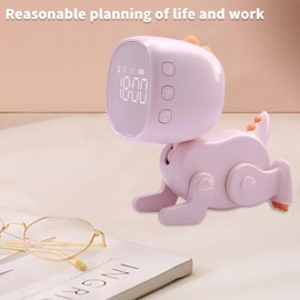 WATSAVPUP Kids Dinosaur Alarm Clock for Boys and Girls Bedroom LED Cute Bedside Clock with Digital Display Children's Sleep Trainer Ok to Wake Light and Night Light for Kids(Pink)