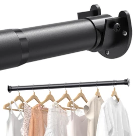 Supforce Closet Rods for Hanging Clothes, 17 to 159 Inches Stepless Adjustable Metal Closet Rod, 1.3 Inches Heavy Duty Clothes Hanging Rod for Closet Wardrobes Laundry RV, Black