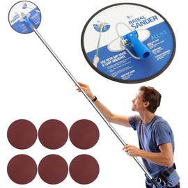 Drywall Pole Sander, 12.5-65 Inch Adjustable Connecting Rod with 360° Rotation for Walls & Ceilings, Includes 6 Sanding Sheets (80/120/150/180/240/320 Grit)