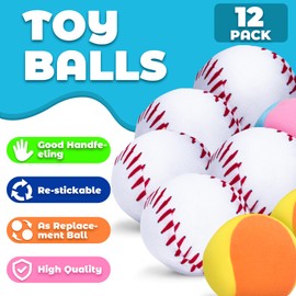 Teamaze 12 Replacement Velcro Sticky Balls in 2 Materials Hook and Loop Balls for Toss and Catch Sports Games Hook and Loop Set Refill Soft