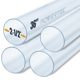 POWERTEC Clear PVC Pipe 2-1/2" x 36" Long, 4PK Rigid Plastic Tubing, Round Tube Compatible w/Dust Collection Fitting, for Woodworking Tool, Dust Collection System, Toy Cars and Bird Feeder (70176-P4)