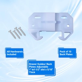 AceOrbit 10 Pack White Drawer Guides for Old Drawers Plastic Replacement Guides Brackets with Screws Drawer Track Parts Adjustable 1" to 1-1/2" x 5/16" for Furniture, Dressers