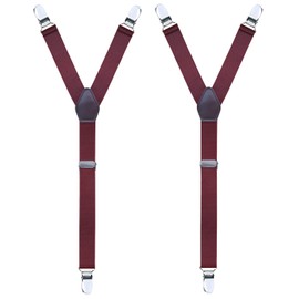WannGe Men's Shirt Stays Adjustable Elastic Y-Style Garter Straps Socks Non-Slip Clamps, burgundy