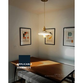 puncoll Ceramic Pendant Light - Vintage Pendant Light Fixture for Kitchen Island - Adjustable Hanging Light for Dining Room Hallway, H2510-WH