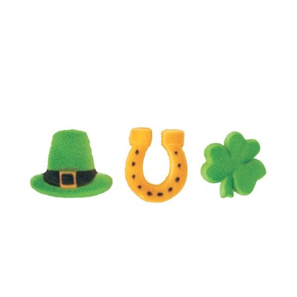 St Patrick's Day Good Luck Asst. Sugar Decorations Cookie Cupcake Cake 12 Count