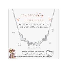 Eahoopfm 40th Birthday Gifts for Women, Silver Heart Necklace with Sparkling Cubic Zirconia Romantic Women Gifts for Birthday