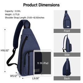 Hanke Crossbody Bags for Women Travel & Sling Bag for Men with Adjustable Strap, Fits 11" Tablet, Canvas Cross body Purse Multi Scene Versatile for Work, Travel & Campus, Navy Blue