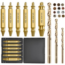 9 PCS Damaged Screw Extractor Set, Screw Grab Screw Removal Tool with 3 Twist Drill Bit, Screw Remover, Easy Out Bolt Extractor Set, Screws Broken Bolt Hex Drill Removal Kit