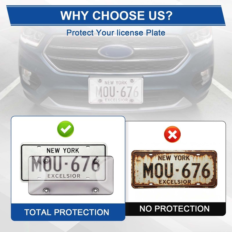 Clear License Plate Cover & Frames, 2PCS License Plate Protector