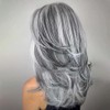 XIUFAXIRUSI XIUFAXIRUSI Grey Long Layered Wigs for Women Highlight Silver