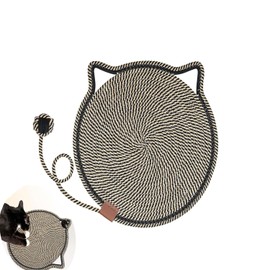 Cat Scratcher Mat, Cotton Rope Cat Scratch Pad, Round Horizontal 16.9'' Cat Scratching Pads Rug for Indoor Cats, Cat Scratch Furniture Protector for Floor, Wall, Couch, Carpet, Sofa (Black)
