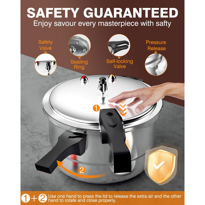 WantJoin 16Qt Aluminum Pressure Cooker w/Release Valve & Multiple Protective