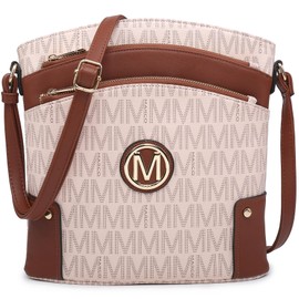MARCO M KELLY Crossbody Bags for Women Travel Vegan Leather Multi Zip Pockets Crossbody Purses Trendy Monogram Shoulder Bags