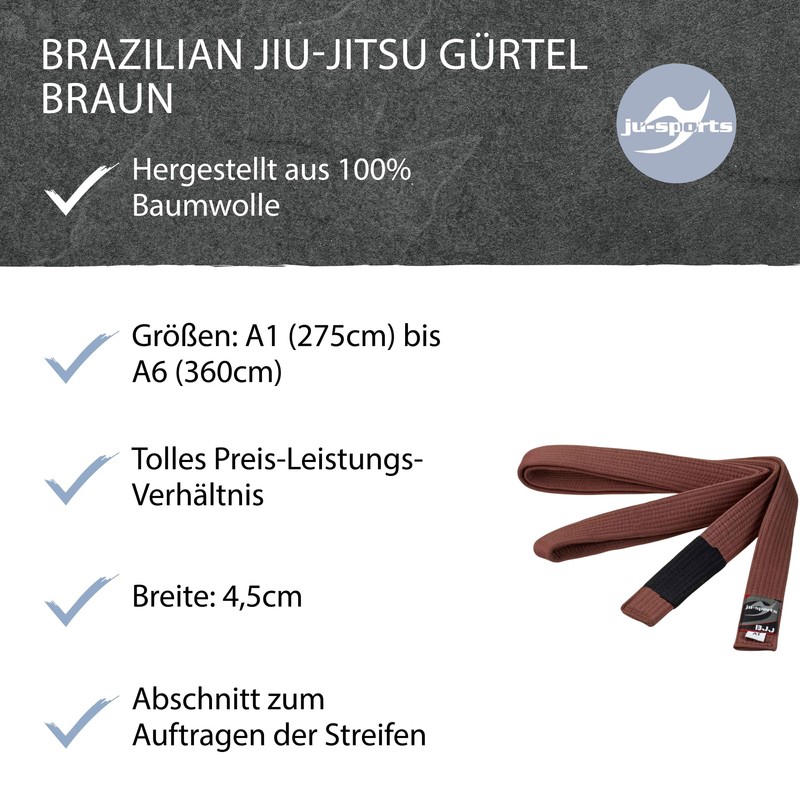 Ju-Sports Brazilian Jiu-Jitsu Belt, Brown, A2 (290)