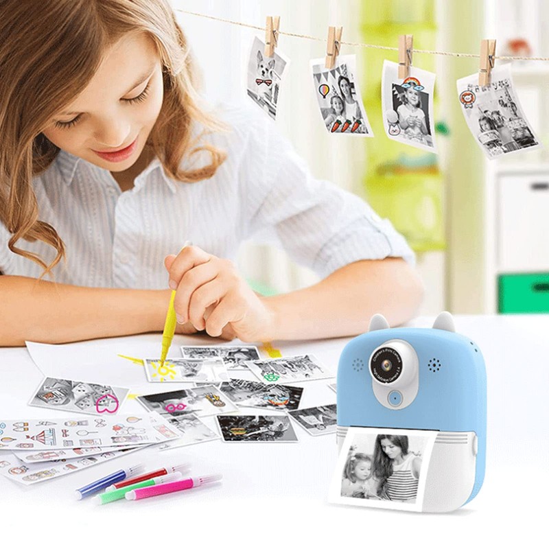 LEYT Cámara de Impresión Digital para Niños, Carga USB Enfoque