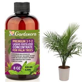 Premium Liquid Palm Tree Plant Fertilizer - 3-1-2 Concentrate for Indoor Plants and Flowers by Gardenera | Organic Plant Food for Palm Trees - 8oz